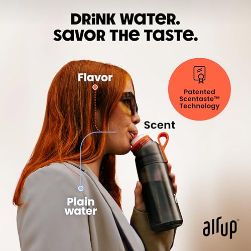 air up زجاجة ماء air up® (16 أونصة) ستيل أسود + 5 كبسولات نكهة فييستا | كبسولات نكهة خالية من السكر وزجاجات ماء مع قشة | زجاجة ماء بنكهة - Image 2