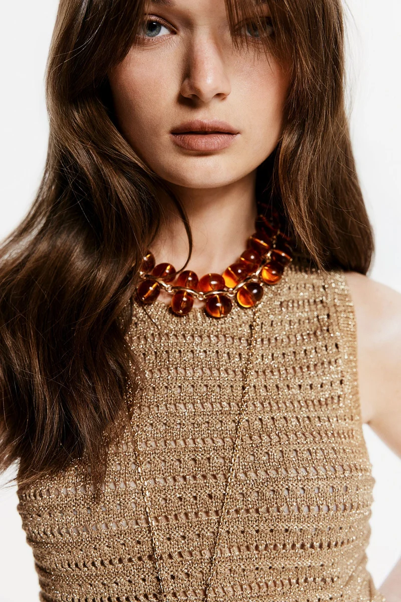 H&M Glittery crochet-look top