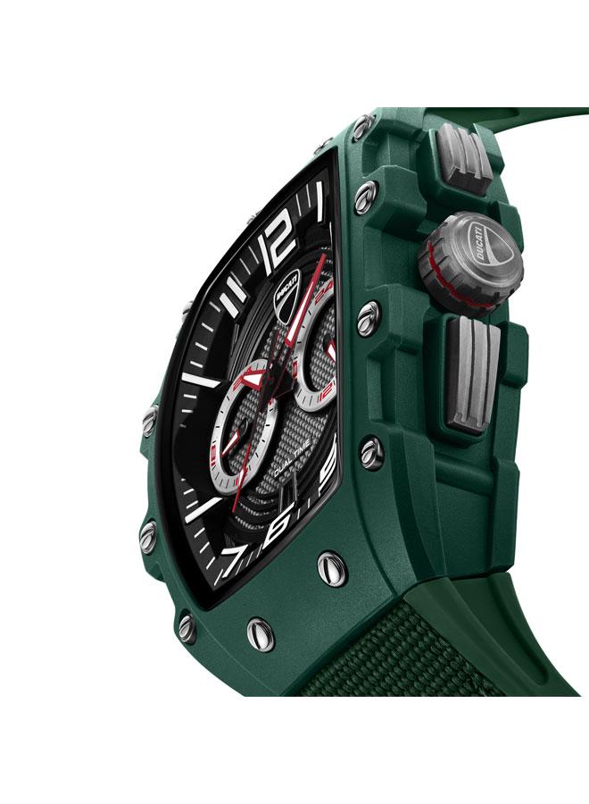 Ducati DT013 Black Grey Dial Green Silicone-Nylon Strap Multifunction Watch for Men - 44.5mm - Image 4