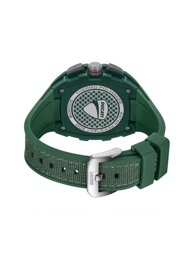 Ducati DT013 Black Grey Dial Green Silicone-Nylon Strap Multifunction Watch for Men - 44.5mm - Image 3