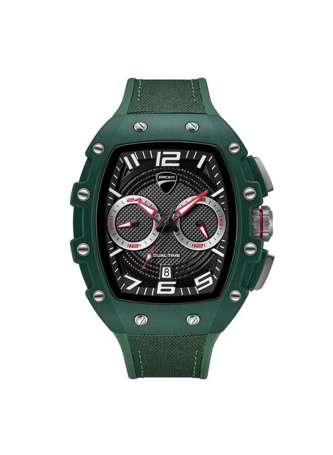 Ducati DT013 Black Grey Dial Green Silicone-Nylon Strap Multifunction Watch for Men - 44.5mm - Image 1