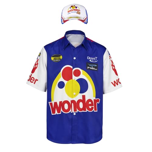 Qosivfey Mens Talladega Nights Ricky Bobby Shirt Halloween Racing Costume with Hat(My2021173-3,3XL) - Image 1