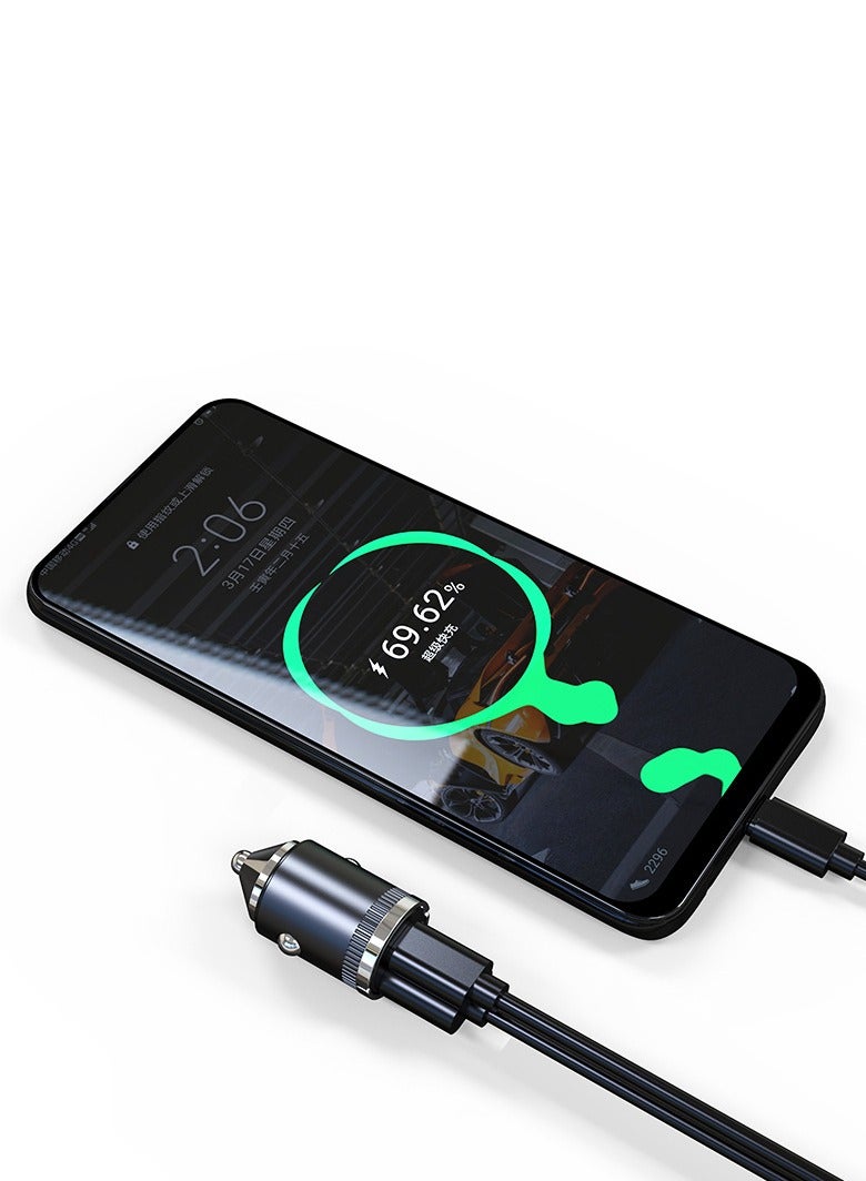 general 100W Metal Invisible Mini Car Charging - QC3.0 + PD30W Double Pull Ring Metal Super Fast Charging Car Charger - Image 3
