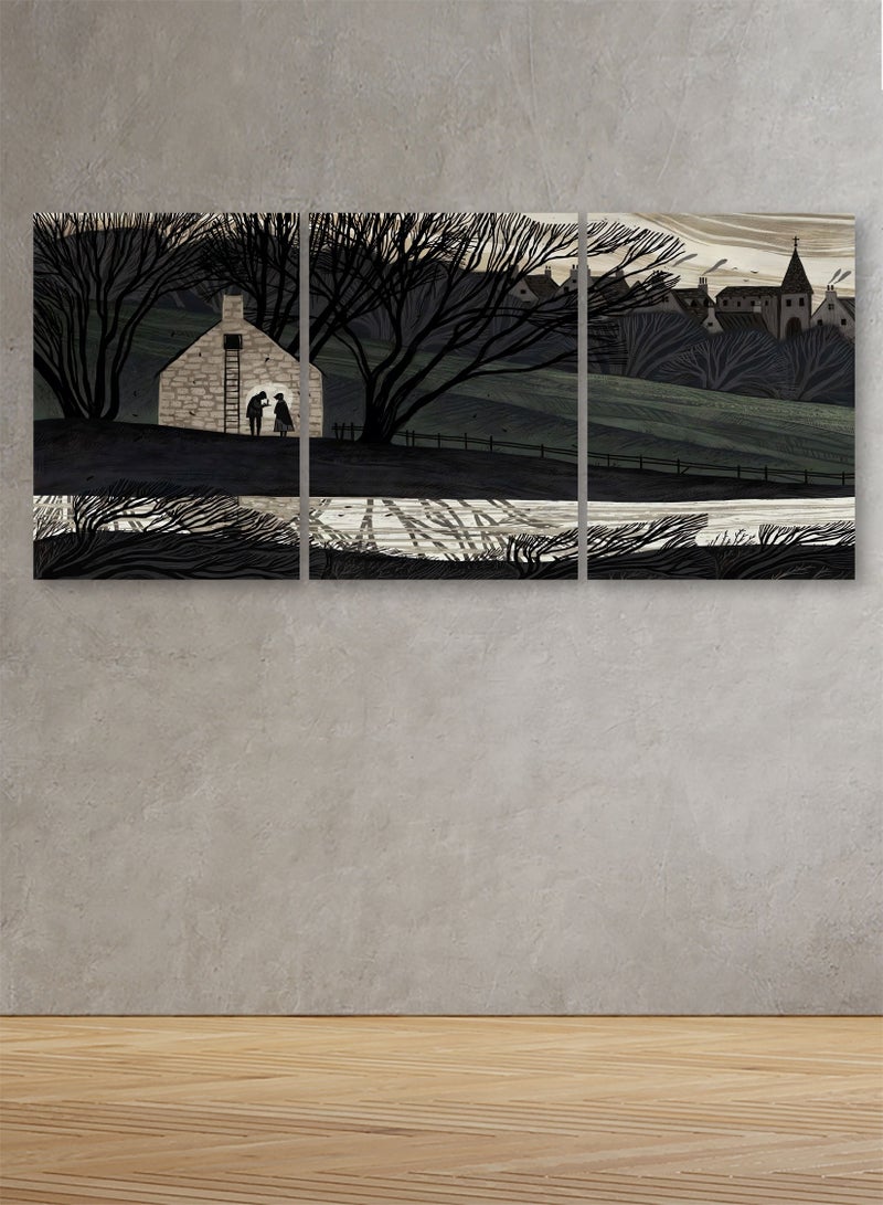 ماركتنا لوحة جدارية فنية لتزين الحائط بتصميم تجريدي، ثلاث قطع ،مقاس120X60سم - Image 1