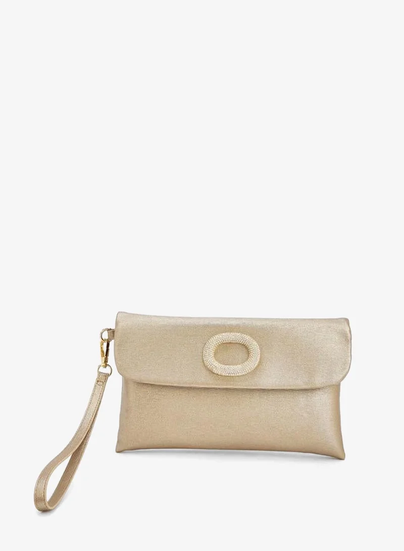 Paprika Textured Clutch With Detachable Wristlet Strap