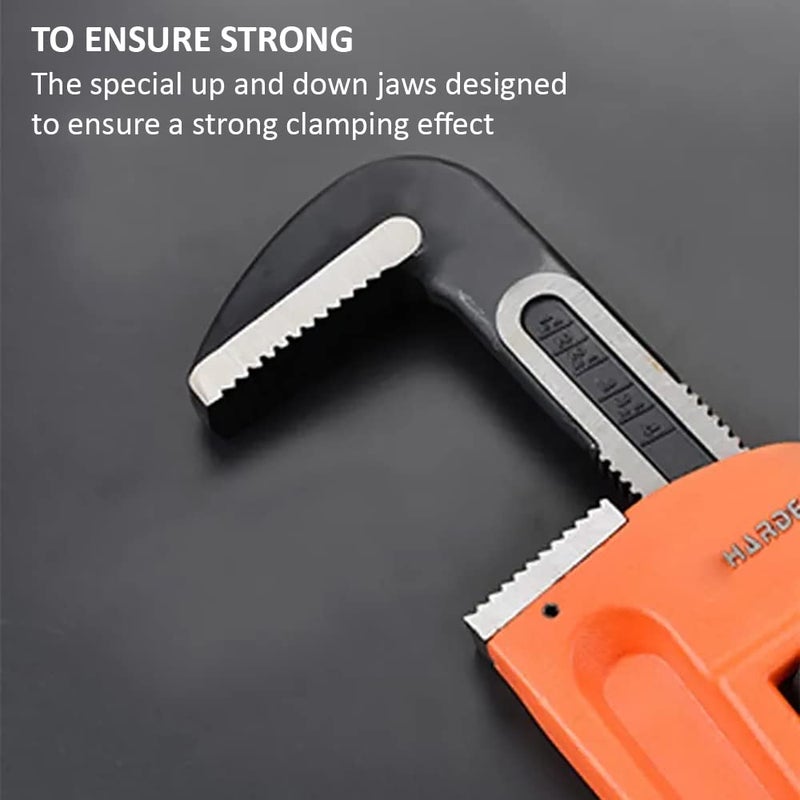 Harden 12 Professional Heavy Duty Chrome Vanadium Pipe Wrench Large Torque Easy to Adjust Strong Clamping Thick Body 600812 - Image 4