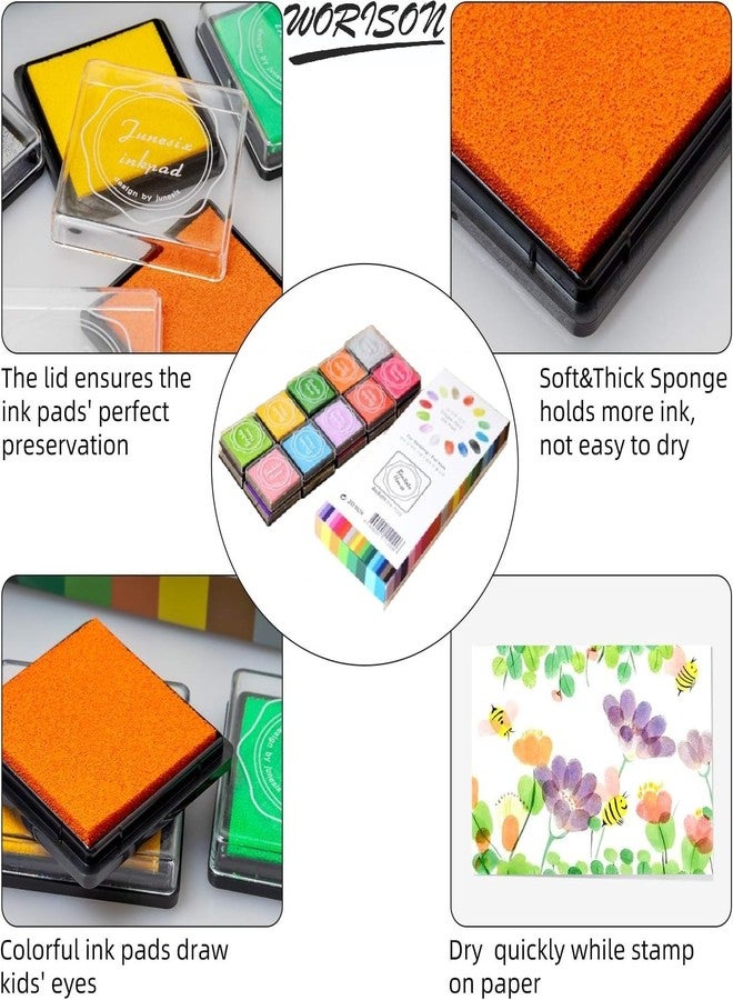 worison 20 Multicolor Ink pad for Finger Painting, Craft Stamps, DIY Craft, Scrapbooking and Much More - Image 2