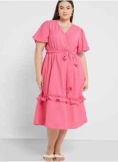 Wrap Detail Frill Layer Dress