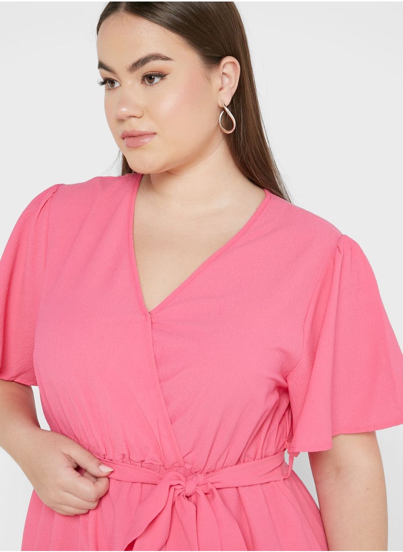 Ginger Plus - Wrap Detail Frill Layer Dress - Image 1