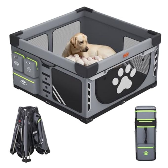 LOOBANI Foldable Dog Playpen Indoor/Outdoor,1 Min Setup Whelping Box, 690D Oxford Fabric & Reinforced Steel/Iron Frame, Portable Puppy Playpen With Rugged Carry Bag For Home &Travel-43.3"X43.3"X27.1" - Image 1