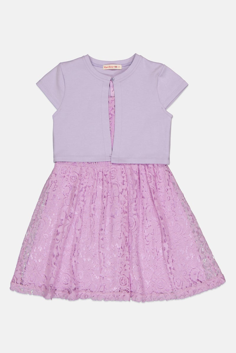 English Laundry Kids Girl 2 Pieces Textured Top And Dress Set, Lavender - Image 4