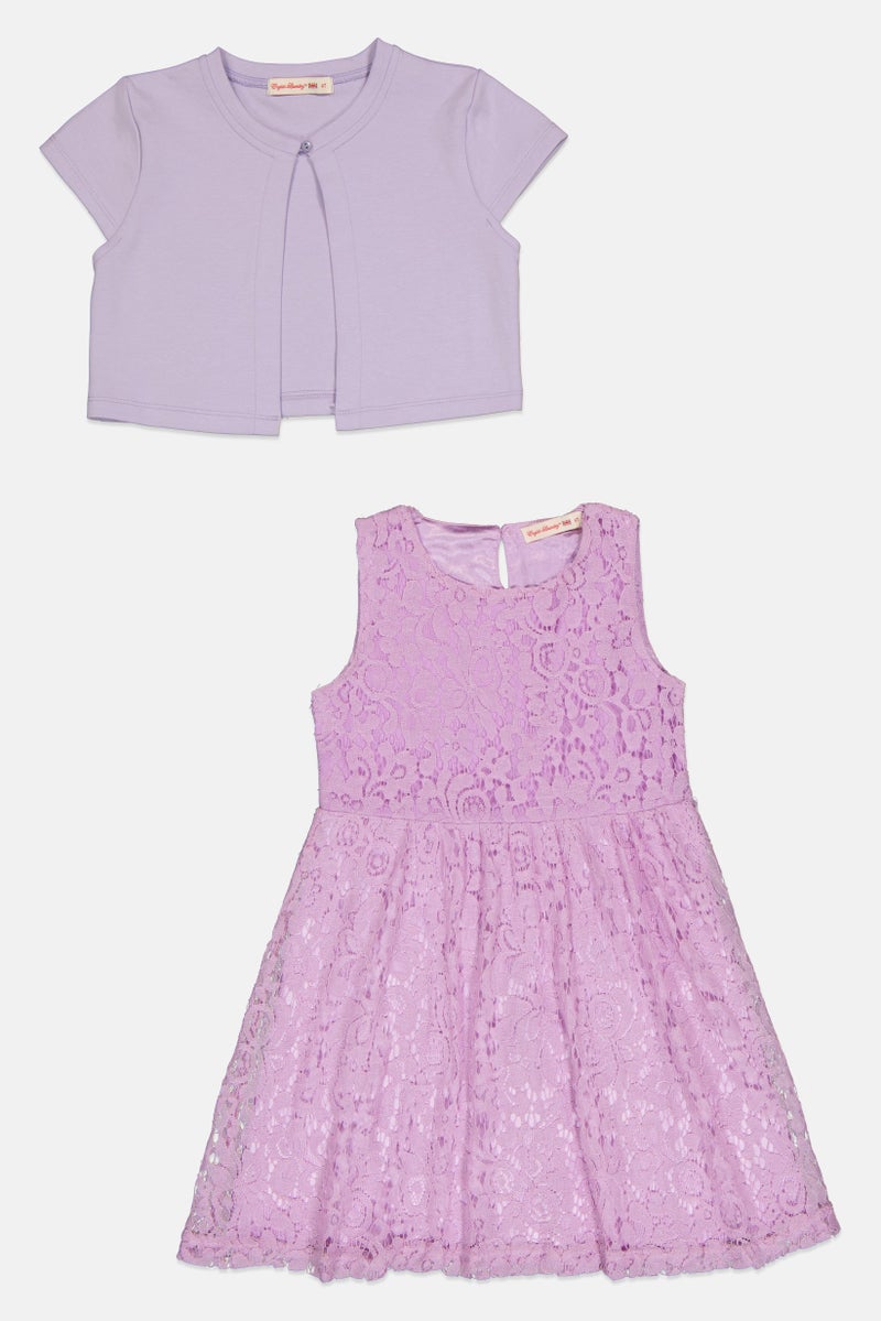 English Laundry Kids Girl 2 Pieces Textured Top And Dress Set, Lavender - Image 2