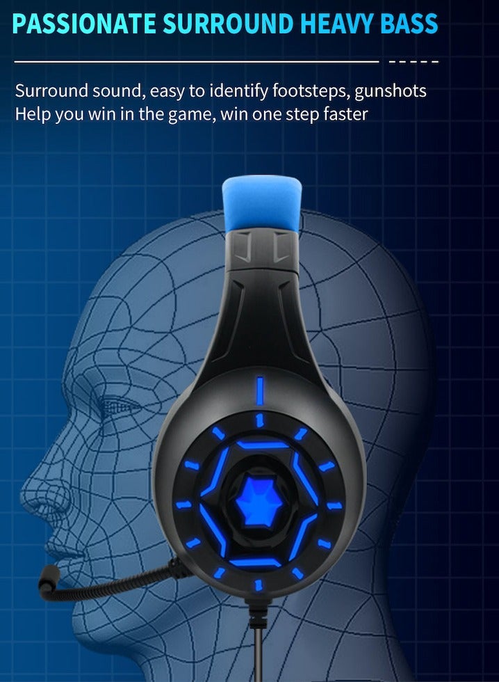 Komc Gaming Wired Headset Surround Stereo Sound Over Ear Headphones With Mic LED Light For Xbox One S/Xbox one/PS4/Tablet/Laptop/Cell Phone - Image 3