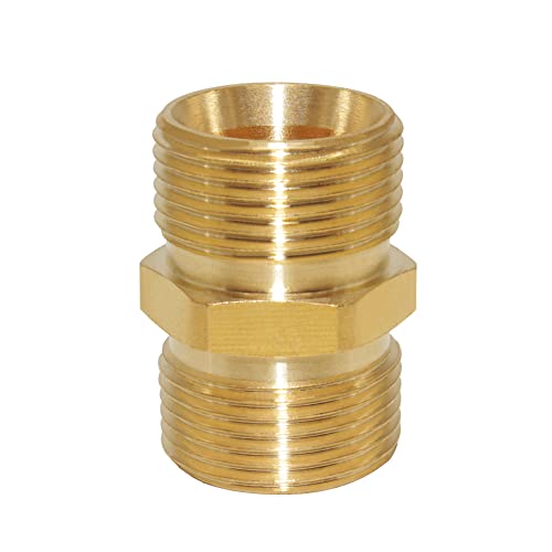 Fitvell M22 Pressure Washer Hose Extension Coupler Metric 14mm Male to M22 14mm Male Thread Brass Coupler Fitting Adapter 4500PSI (Pack of 2) - Image 3