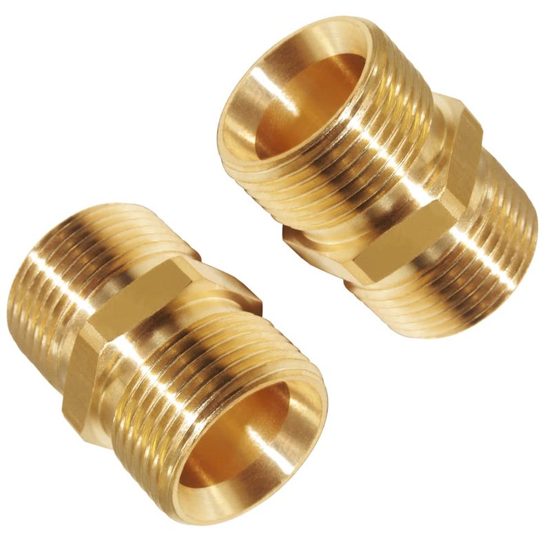 Fitvell M22 Pressure Washer Hose Extension Coupler Metric 14mm Male to M22 14mm Male Thread Brass Coupler Fitting Adapter 4500PSI (Pack of 2) - Image 4
