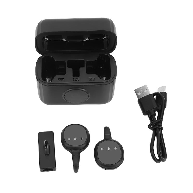 Wireless Lavalier Microphone Mini Mic With Charging Case ENC Noise Cancellation Magnetic Design ABS Black - Image 2