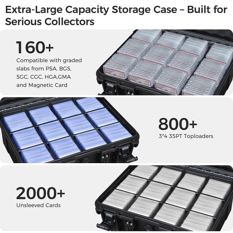 Turokacase Graded Card Case Storage Box â€“ Extra Large Trading Card Storage Box with 8 Adjustable Dividers â€“ Baseball & Sports Card Storage Case â€“ Fits PSA, BGS, SGC, Toploaders & Magnetic Holders - Image 4