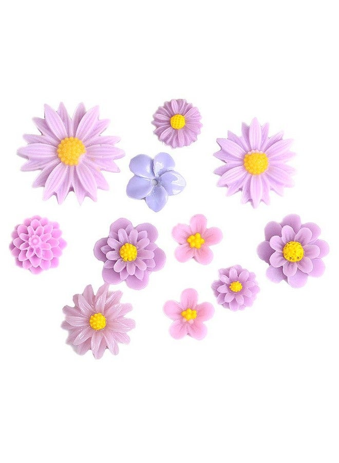 Zhiheng 44 Pack Flower Resin Charms Daisy Peony Resin Flatback Beads For Jewelry Making Scrapbooking Phone Case Decor Hair Accessories Fairy Garden Decor (Multi) - Image 2