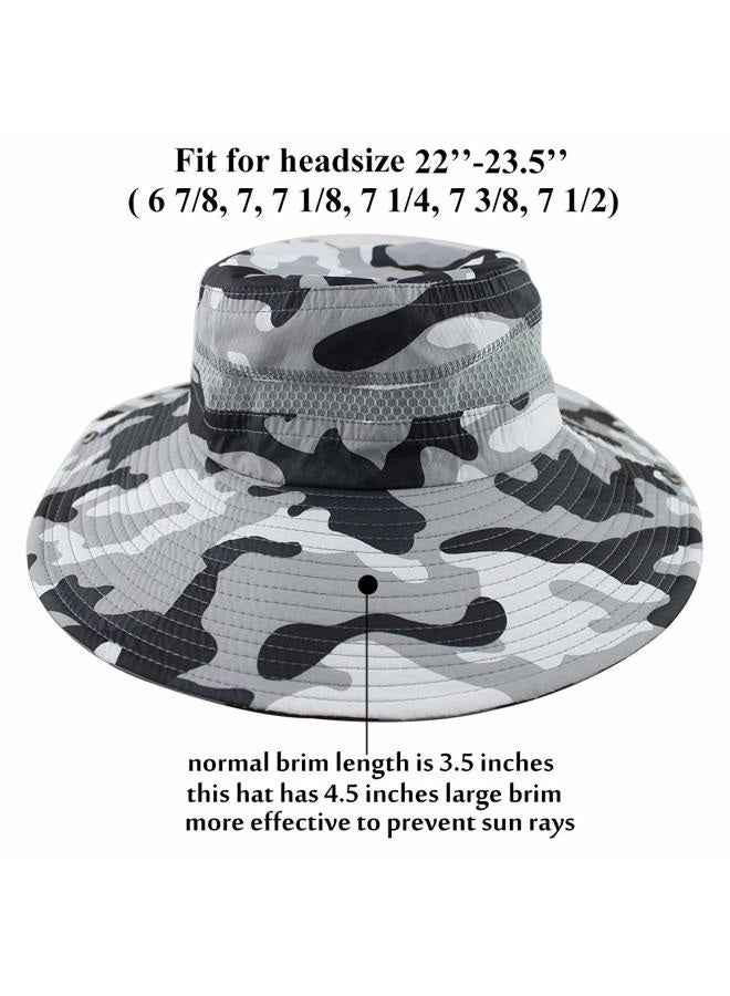 CAMOLAND Summer Fishing Sun Boonie Hat Camouflage Outdoor UV Protection Large Brim Unisex-Adults Bucket Safari Cap Breathable Mesh - Image 4