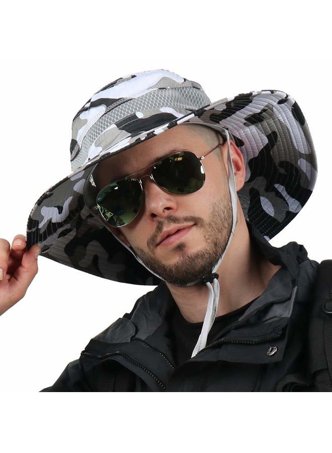 CAMOLAND Summer Fishing Sun Boonie Hat Camouflage Outdoor UV Protection Large Brim Unisex-Adults Bucket Safari Cap Breathable Mesh - Image 1