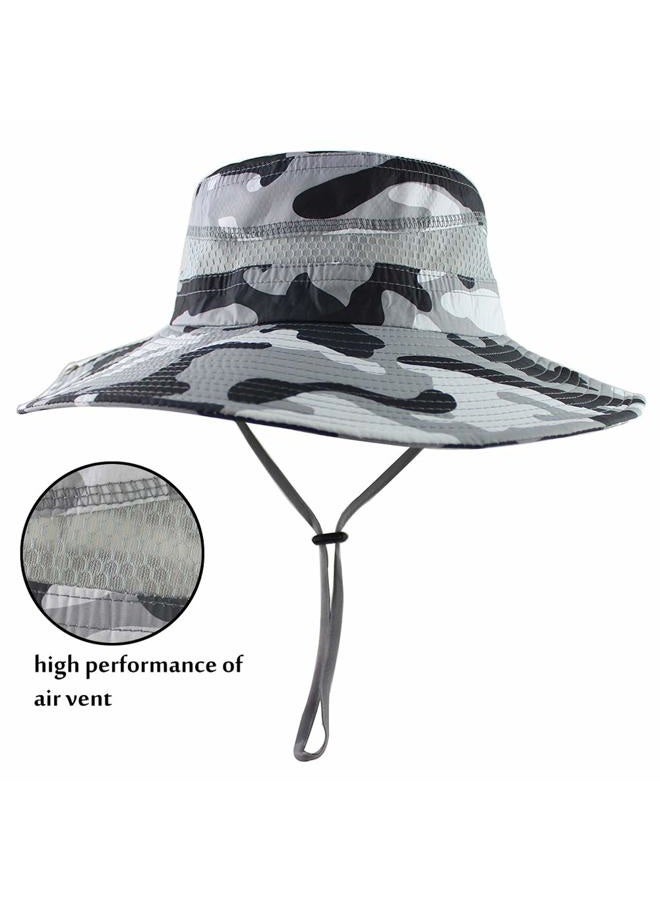 CAMOLAND Summer Fishing Sun Boonie Hat Camouflage Outdoor UV Protection Large Brim Unisex-Adults Bucket Safari Cap Breathable Mesh - Image 2