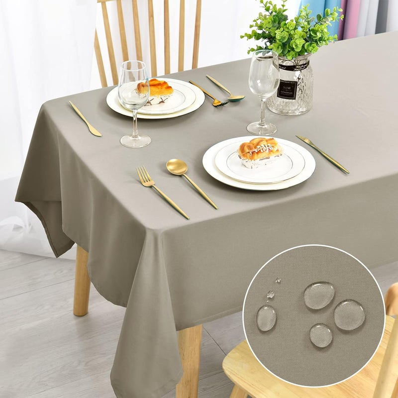DWCN Taupe Tablecloth 130 x 160 cm Stain Protection Washable Table Linen Waterproof Table Cloth for Dining Room, Garden, Party, Weddings or Household - Image 1