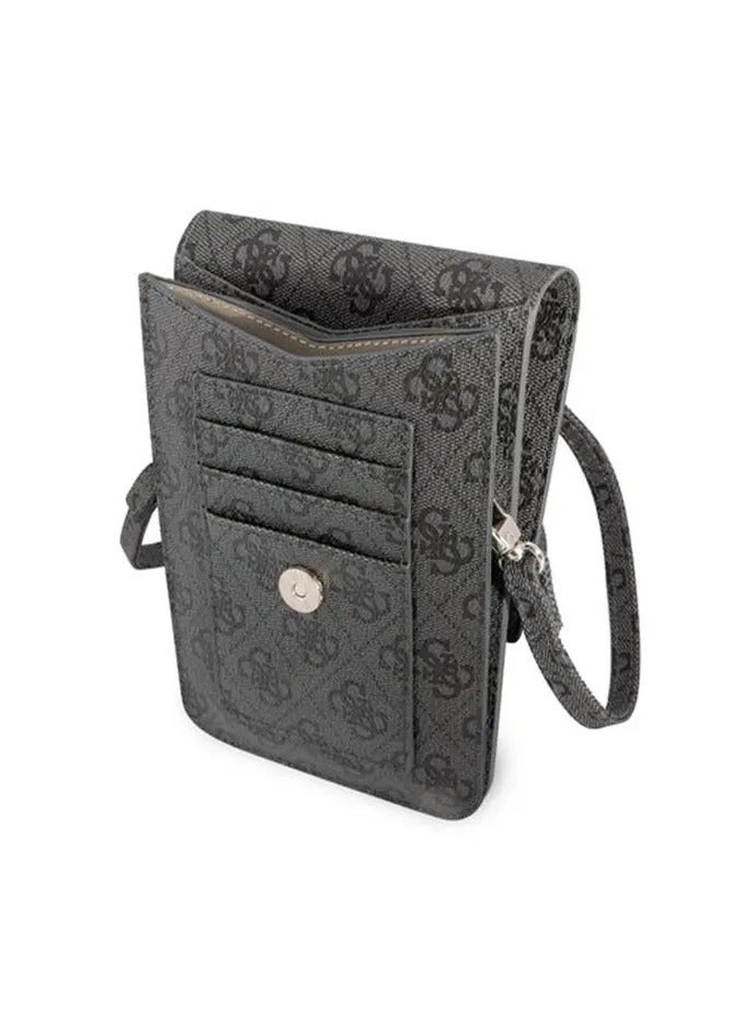 GUESS 4G Wallet with Cord & Triangle Logo, High-Quality ECO PU Leather, Enough Space for Cards, Cash, and Small Items - Black - Image 2