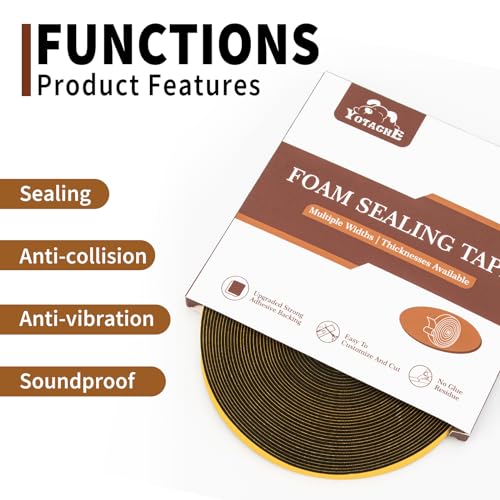 Yotache Neoprene Rubber Foam Tape 1 Inch Wide x 1/16 Inch Thick (New Adhesive Craft), High Density Close Cell Foam Strips Gasket for Door Insulation, 33 Ft Length - Image 5