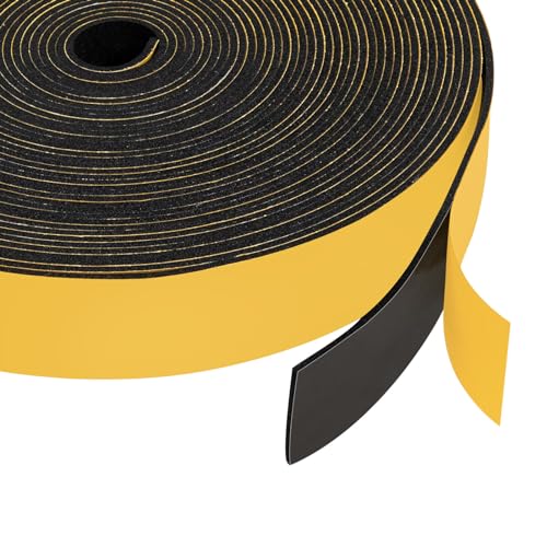 Yotache Neoprene Rubber Foam Tape 1 Inch Wide x 1/16 Inch Thick (New Adhesive Craft), High Density Close Cell Foam Strips Gasket for Door Insulation, 33 Ft Length - Image 1
