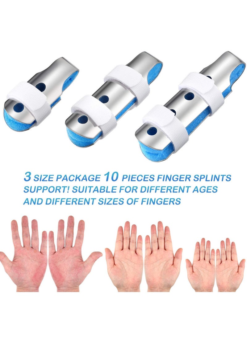 Sweet seven 10 Metal Padded Finger Splints - Finger Support & Stabilizer Set with Soft Foam Interior, Loop Straps, 3 Sizes (Blue)  - Image 2