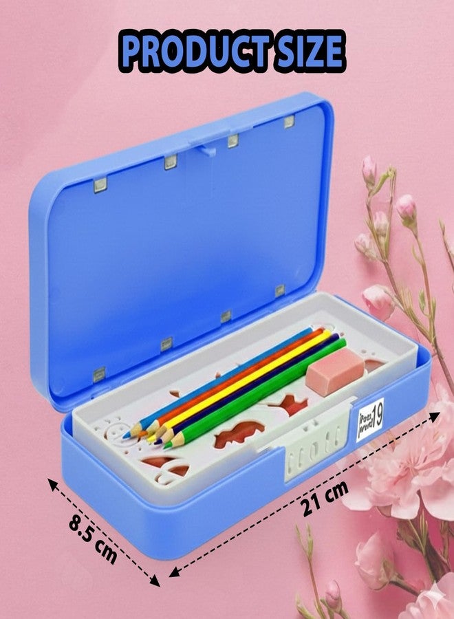 Global Impex Puzzle Pencil Box with Number Lock Password & Multiple Compartments | Complimentary Stationery Inside | Return Gift Pencil Box for School Kids, Boys & Girls | Birthday Party Gift (Blue) - Image 2