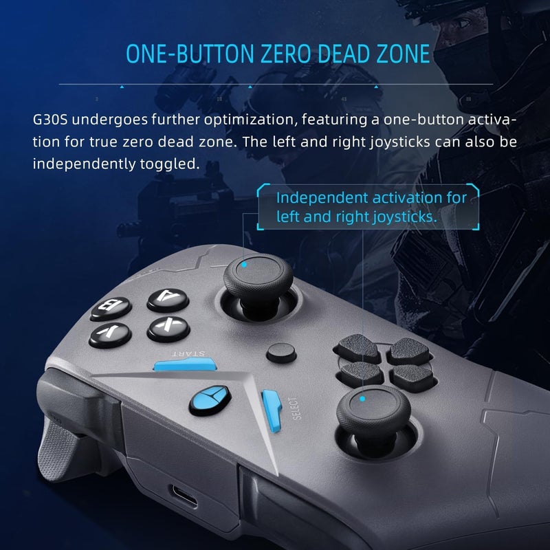 ThundeRobot G30S Wireless PC Game Controller with Hall Effect Triggers, Adjustable Joystick, Tri-mode Connectivity for PC, Switch, IOS, Android - Image 3