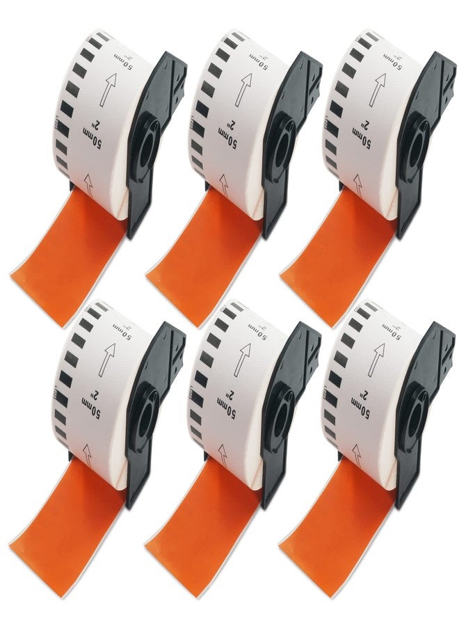 BETCKEY - Continuous Labels Replacement for Brother DK-2223 (1.9 in x 100 ft), Compatible with Brother QL Label Printers [6 Rolls/Continuous Labels, Orange] - Image 1