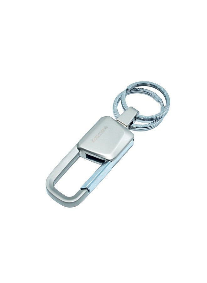 OMUDA Heavy Duty Grey Stainless Steel Metal Double Ring Hook Holder Keychain, Keychain Men and Women - Image 1