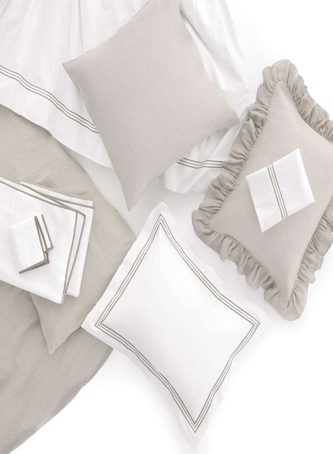 Pine Cone Hill Trio Pearl Grey Duvet Sham, Euro Size, Grey Stripe Pattern - Image 4