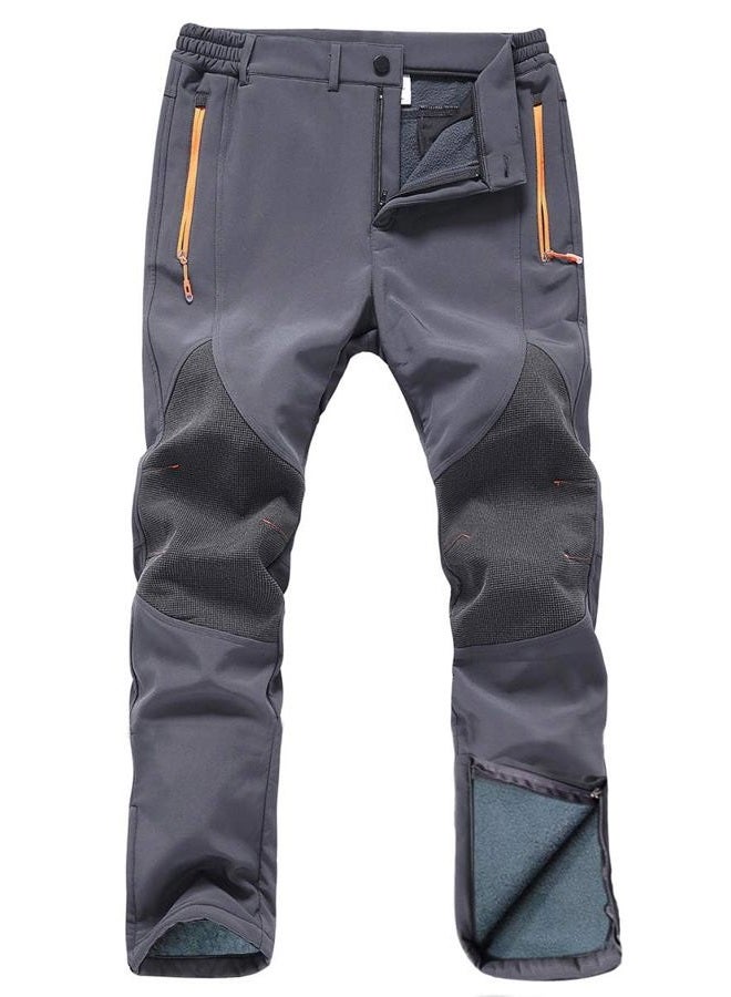 Gash Hao Mens Snow Ski Waterproof Softshell Snowboard Pants Outdoor Hiking Fleece Lined Zipper Bottom Leg (Grey, 30x28) - Image 1