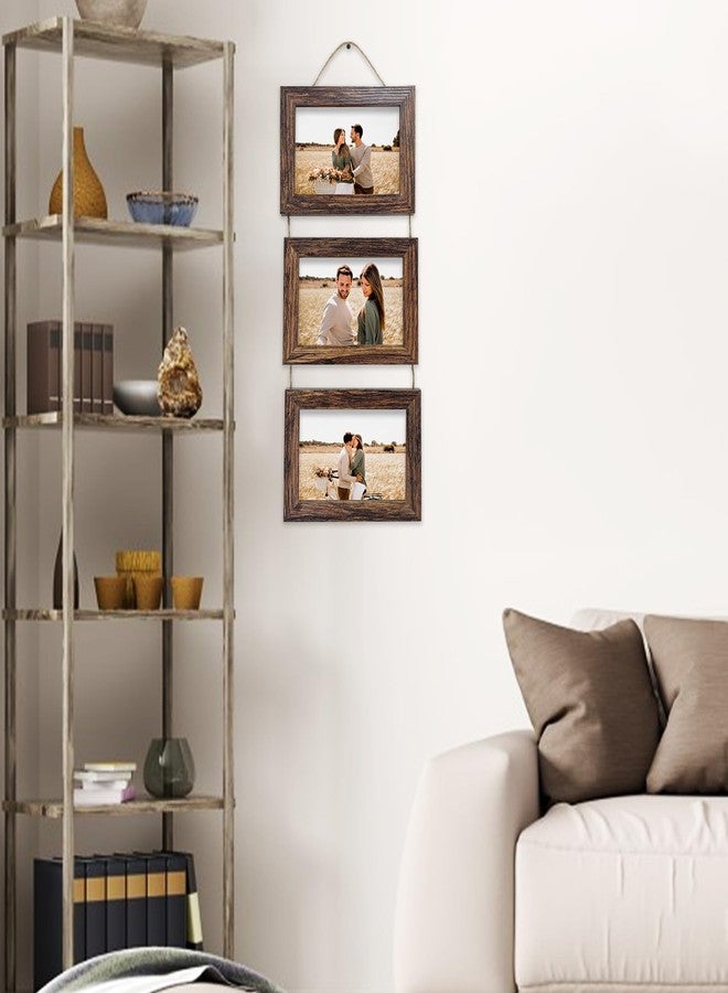 Rexllon 4x6 Wall Hanging Picture Frames Collage with 3 Opening Rustic Brown Frames - Image 5
