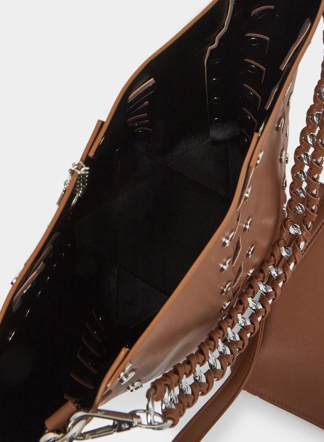 Styli Brown Studded Bucket Bag with Detachable Pouch - Image 4