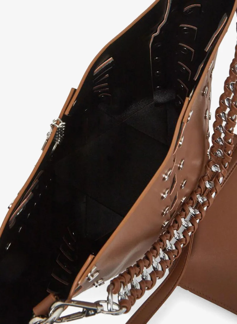 Styli  Styli Brown Studded Bucket Bag with Detachable Pouch for Women | Best Price UAE