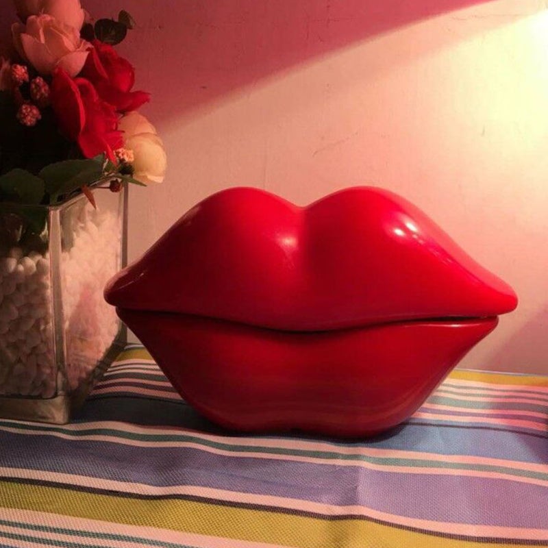 Red-Lips Land Line Phone Dial Phone Decor Dial Phone Ornament Lips Phone - Image 2