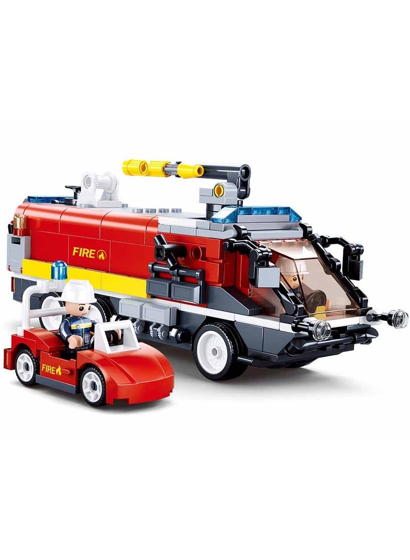 Sluban 381-Piece Fire Series - Airport Firecar Building Blocks  With 3 Mini Figures - For Age 6+ Years Old - Image 2