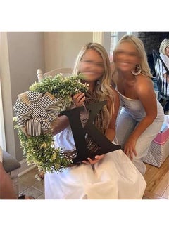 ماركة غير محددة إكليل فريد من نوعه على الباب الأمامي طوال العام يحمل اسم العائلة، إكليل فريد من نوعه على الباب الأمامي طوال العام يحمل اسم العائلة مع فيونكة، إكليل مزرعة إبداعي مكون من 26 حرفًا للباب الأمامي للمنزل، ديكور خارجي للباب الأمامي في الربيع (V)  - Image 2