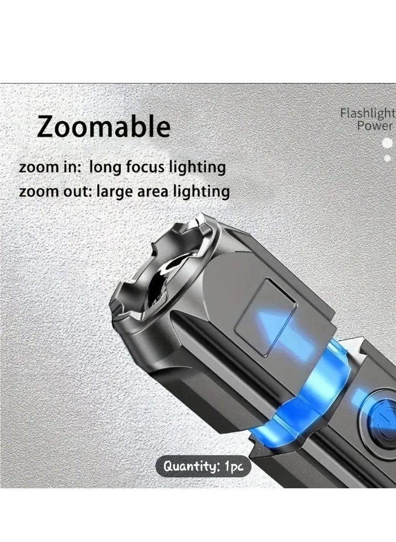 Generic - Versatile Outdoor Companion, USB Rechargeable Waterproof Torch LED Zoom Flashlight with Long Distance Illumination and 3 Modes, Perfect for Camping and Outdoor Adventures - Image 1