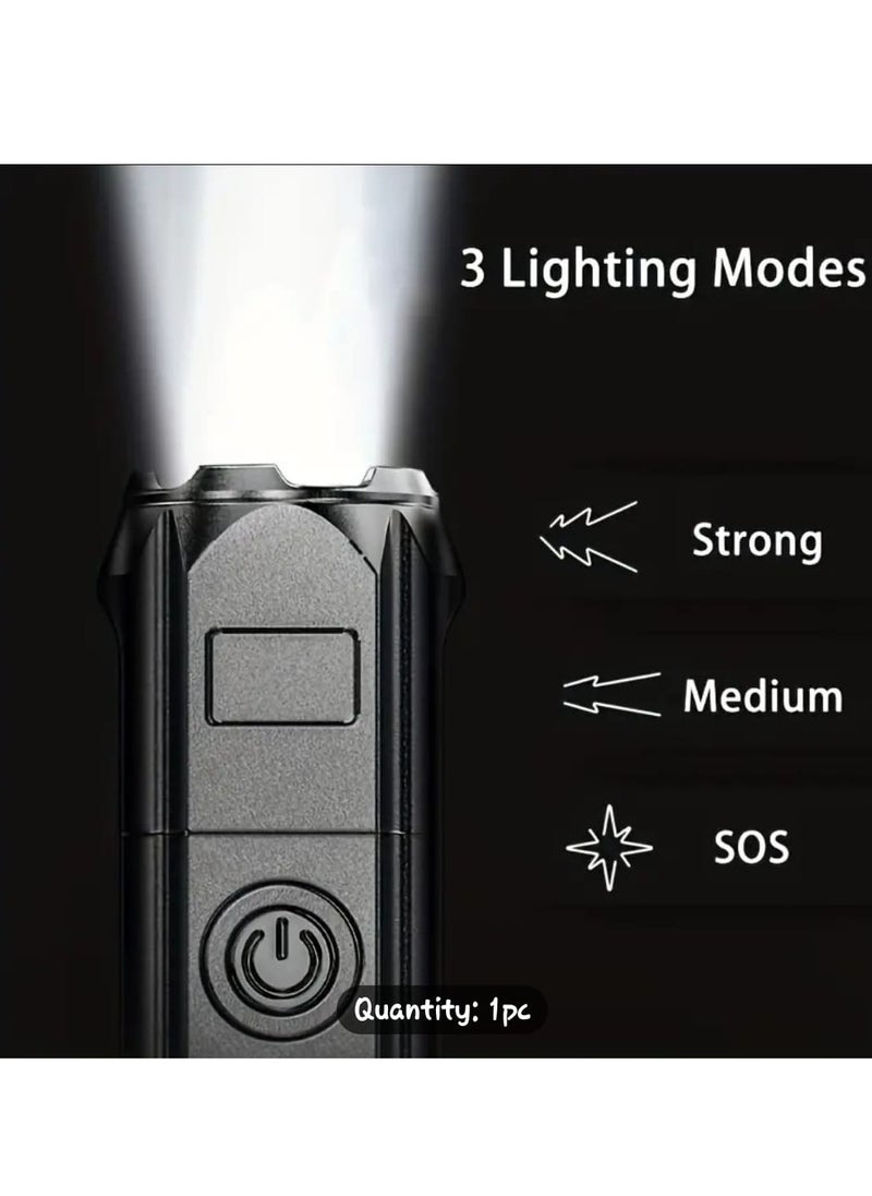 Generic - Versatile Outdoor Companion, USB Rechargeable Waterproof Torch LED Zoom Flashlight with Long Distance Illumination and 3 Modes, Perfect for Camping and Outdoor Adventures - Image 1