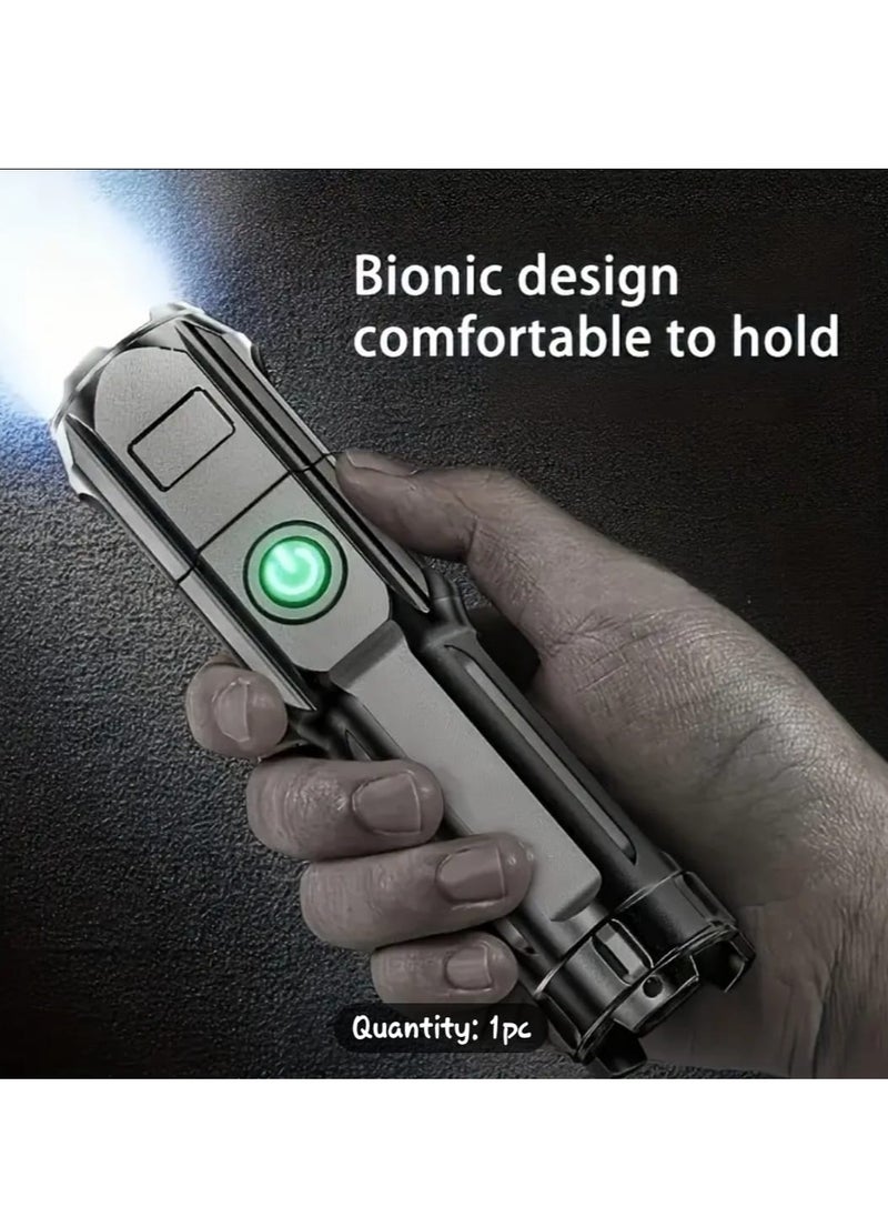 Generic - Versatile Outdoor Companion, USB Rechargeable Waterproof Torch LED Zoom Flashlight with Long Distance Illumination and 3 Modes, Perfect for Camping and Outdoor Adventures - Image 1