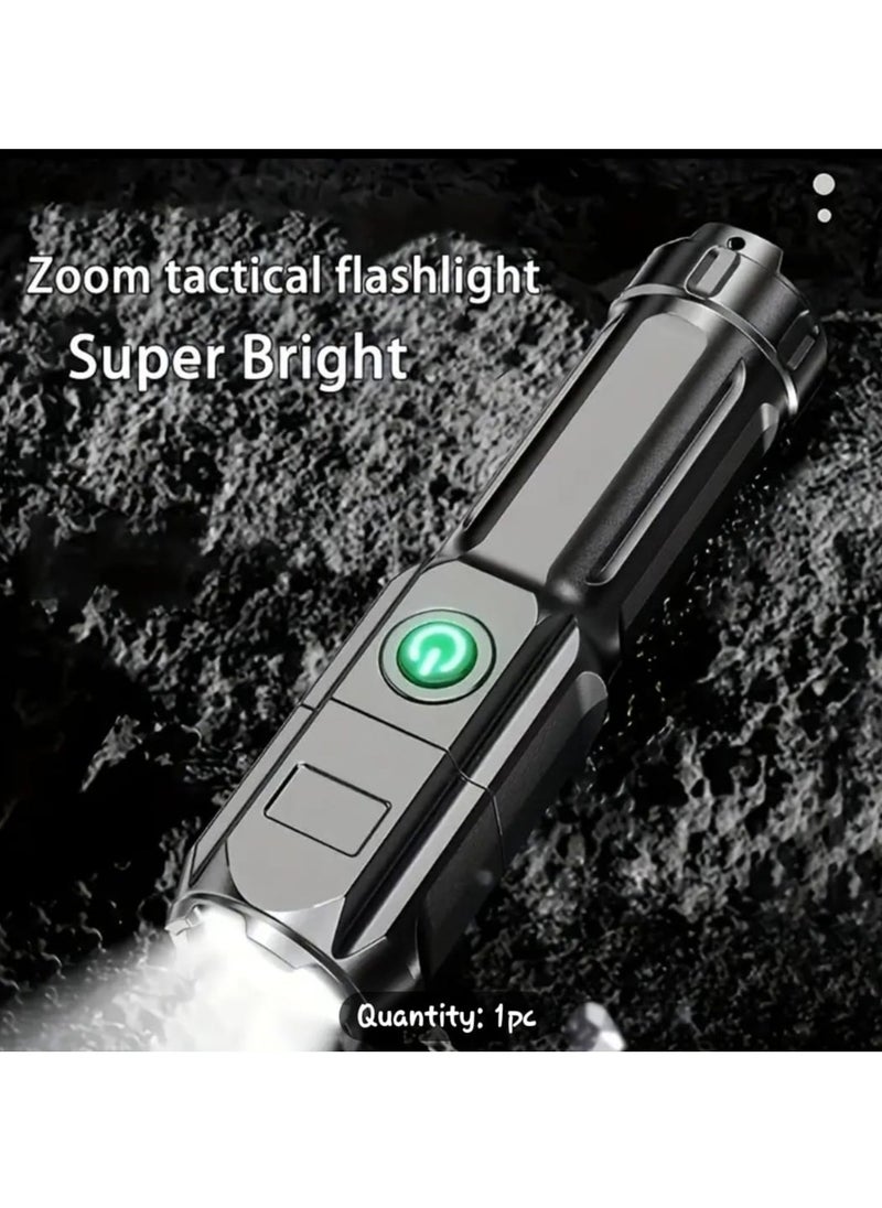 Generic - Versatile Outdoor Companion, USB Rechargeable Waterproof Torch LED Zoom Flashlight with Long Distance Illumination and 3 Modes, Perfect for Camping and Outdoor Adventures - Image 1