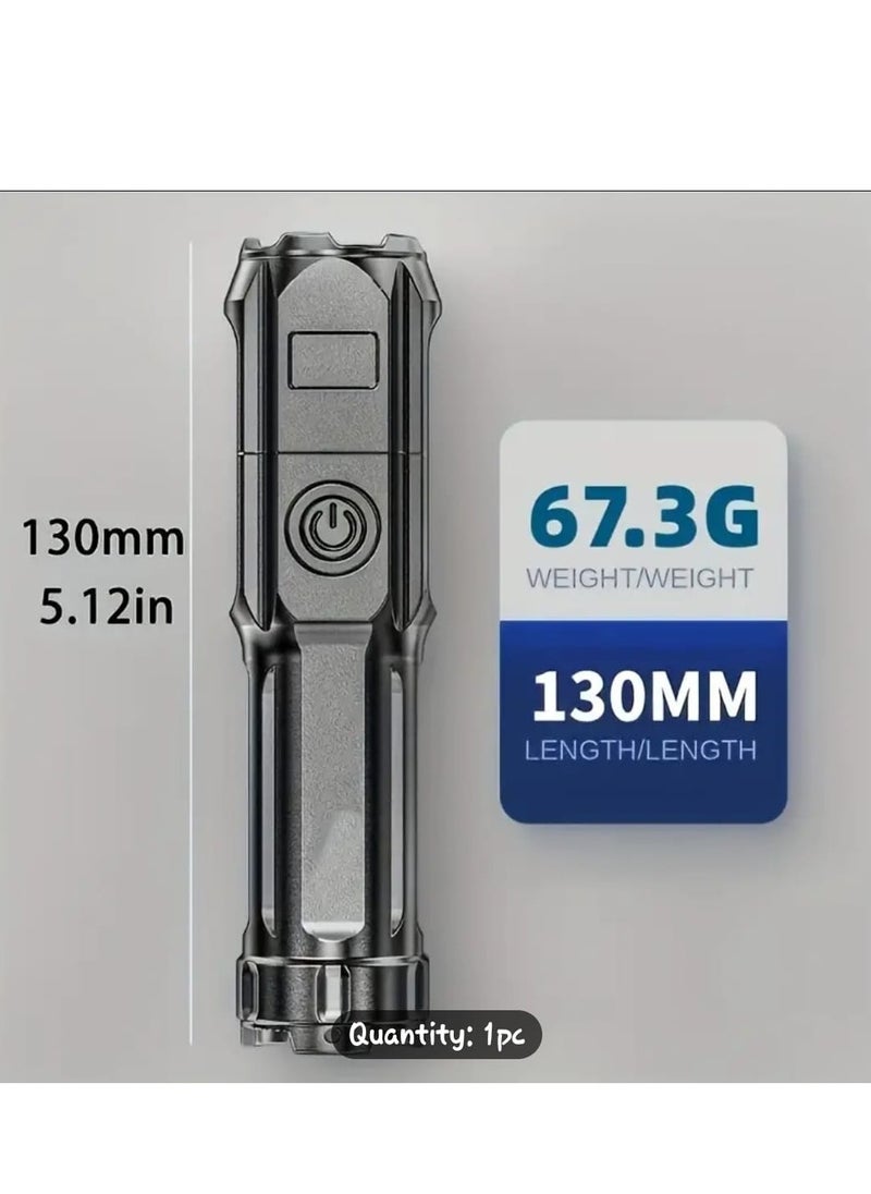 Generic - Versatile Outdoor Companion, USB Rechargeable Waterproof Torch LED Zoom Flashlight with Long Distance Illumination and 3 Modes, Perfect for Camping and Outdoor Adventures - Image 1