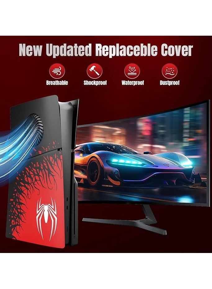 غطاء لوحة وحدة التحكم للوجه من بلاي ستيشن، غطاء حماية لجهاز PS5 Slim (إصدار القرص) - سبايدر - Image 2