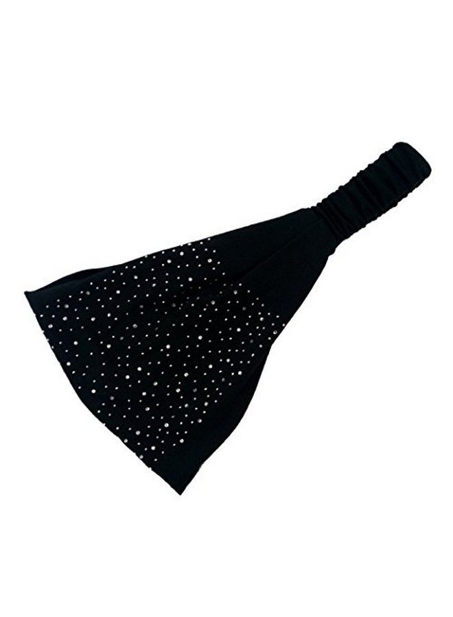 El Regalo Rhinestone Elastic Bandana Wide Sports Headband/ Hair Band For Women & Girls (Black) - Image 2