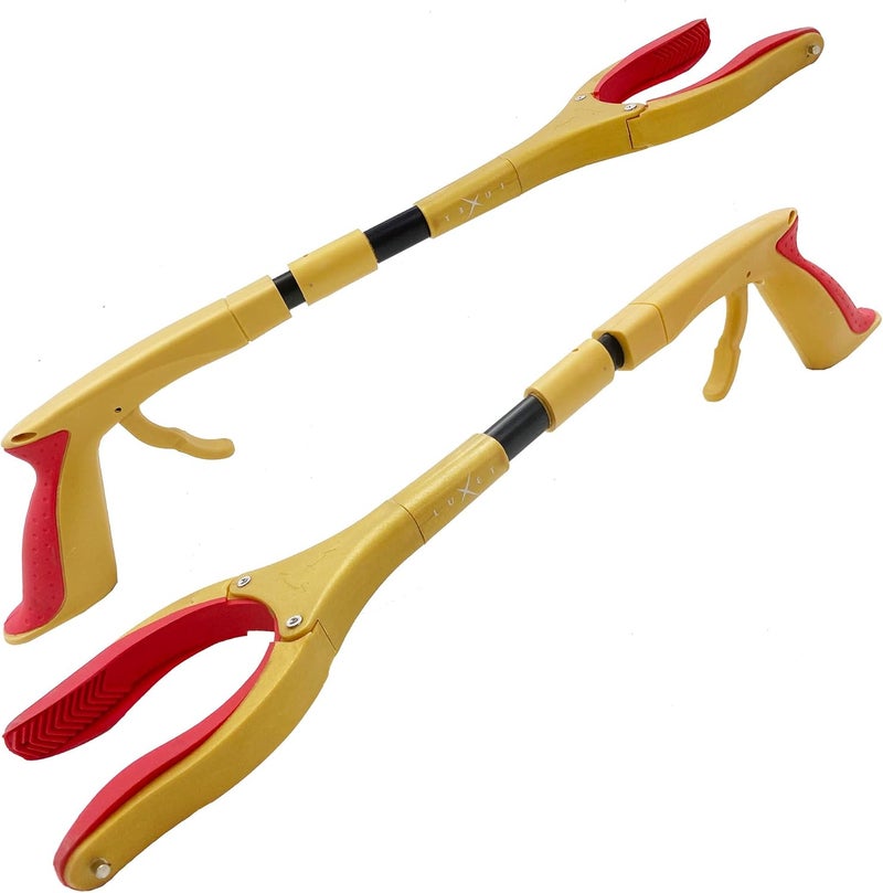 Luxet Grabber Reacher Tool - Latest Version 19 Inch Gold&Black, Foldable Pick Up Stick - Strong Grip Magnetic Tip - Heavy Duty Trash Picker Claw Reacher Grabber Tool Elderly Wheelchair Mobility Aid - Image 2